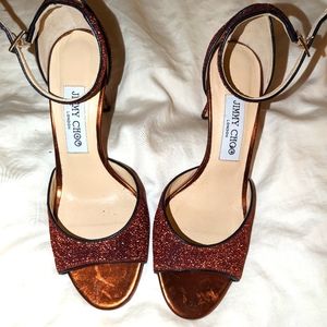 Jimmy Choo Ankle Strap sandal in metallic copper US7